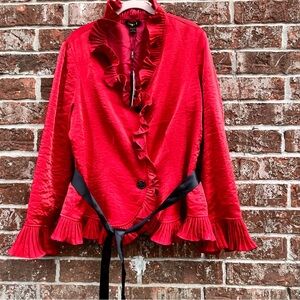 Jerry. T Elegant Red Ruffled Women's Top Sz XL